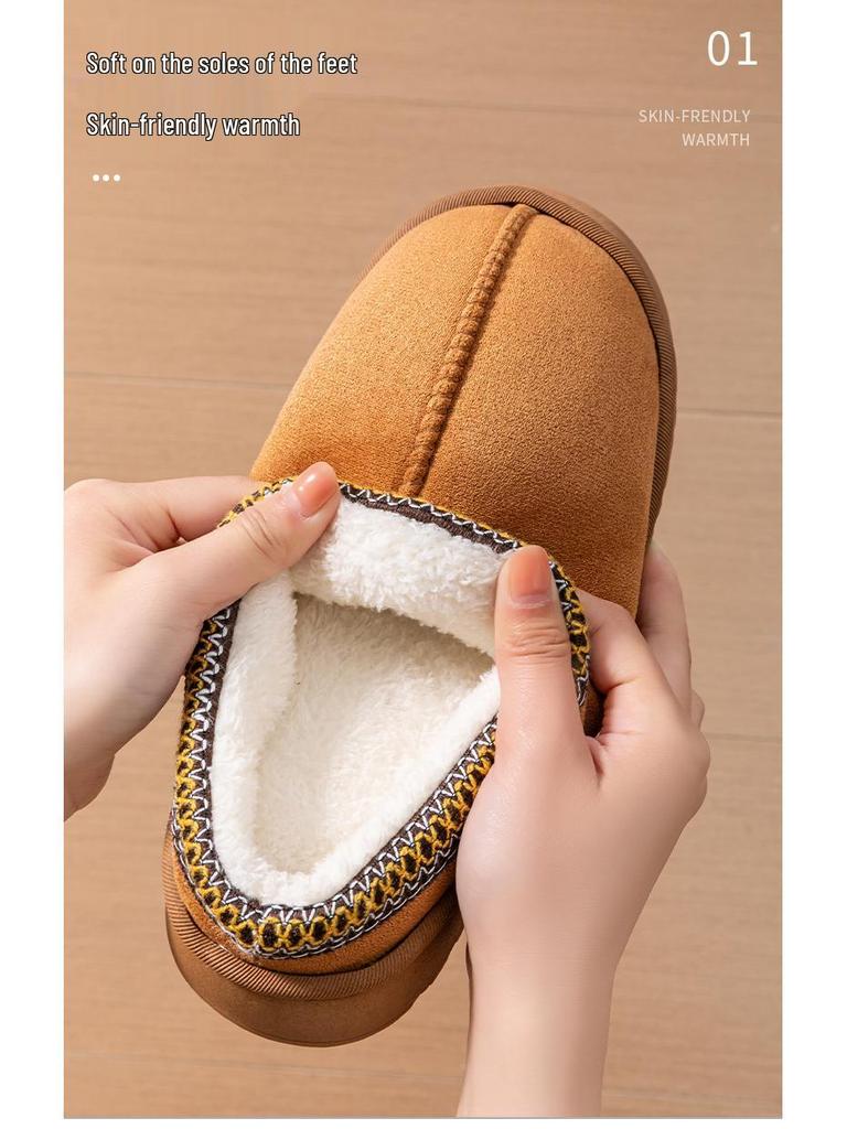 Pantoufles d'intérieur/extérieur pour femmes, en coton à semelle épaisse et doublées polaire, antidérapantes, résistantes à l'usure, à bout fermé.