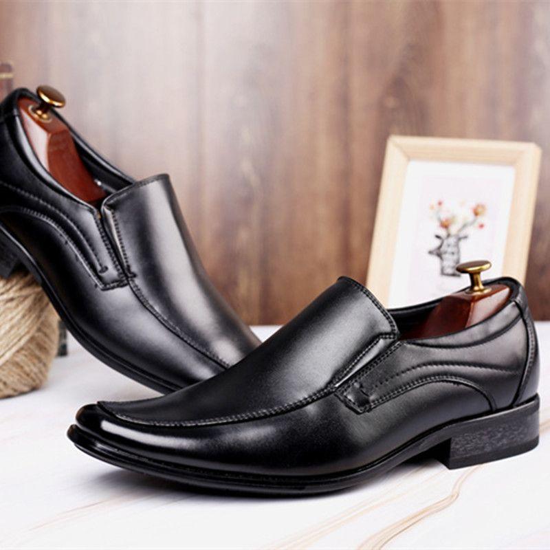 FashionLeather Shoes Slip On Men Dress Shoes Outdoor Business Casual Shoe Oxford Point Toe Office Wedding Formal Men Shoes Zapatos