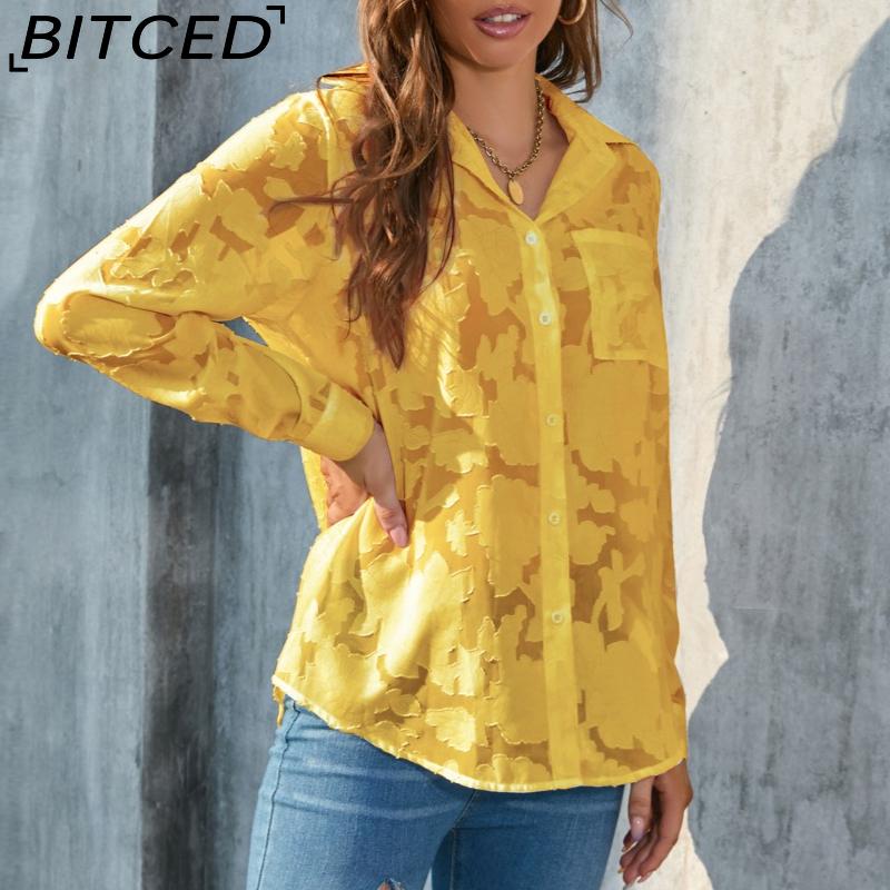BITCED Plus Size Women's Loose-Fit Casual Chiffon Blouse