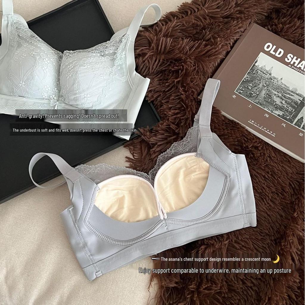 Medium-Thick Women's Underwire-Free Push-Up Bra with Side Support and Breathable Comfort