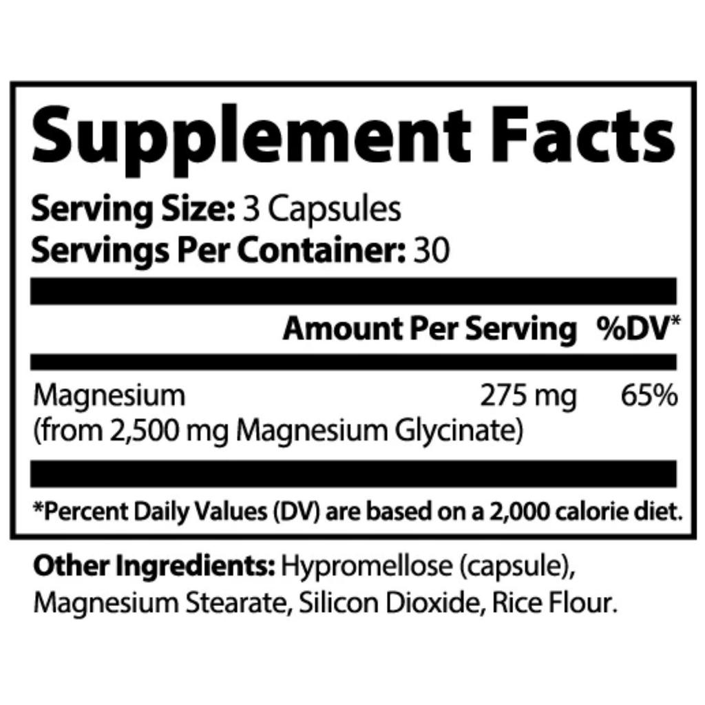 Corvital+ Capsule di Glicinato di Magnesio 275mg Magnesio Elementare Alto Assorbimento Supplemento Chelato per Sonno e Rilassamento Muscolare 90 Capsule