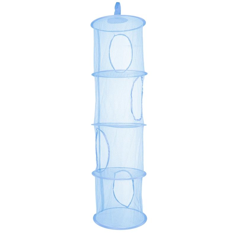 Hanging Mesh Storage Bag Foldable Toy Space Saver Basket 4 Tiers G5AB