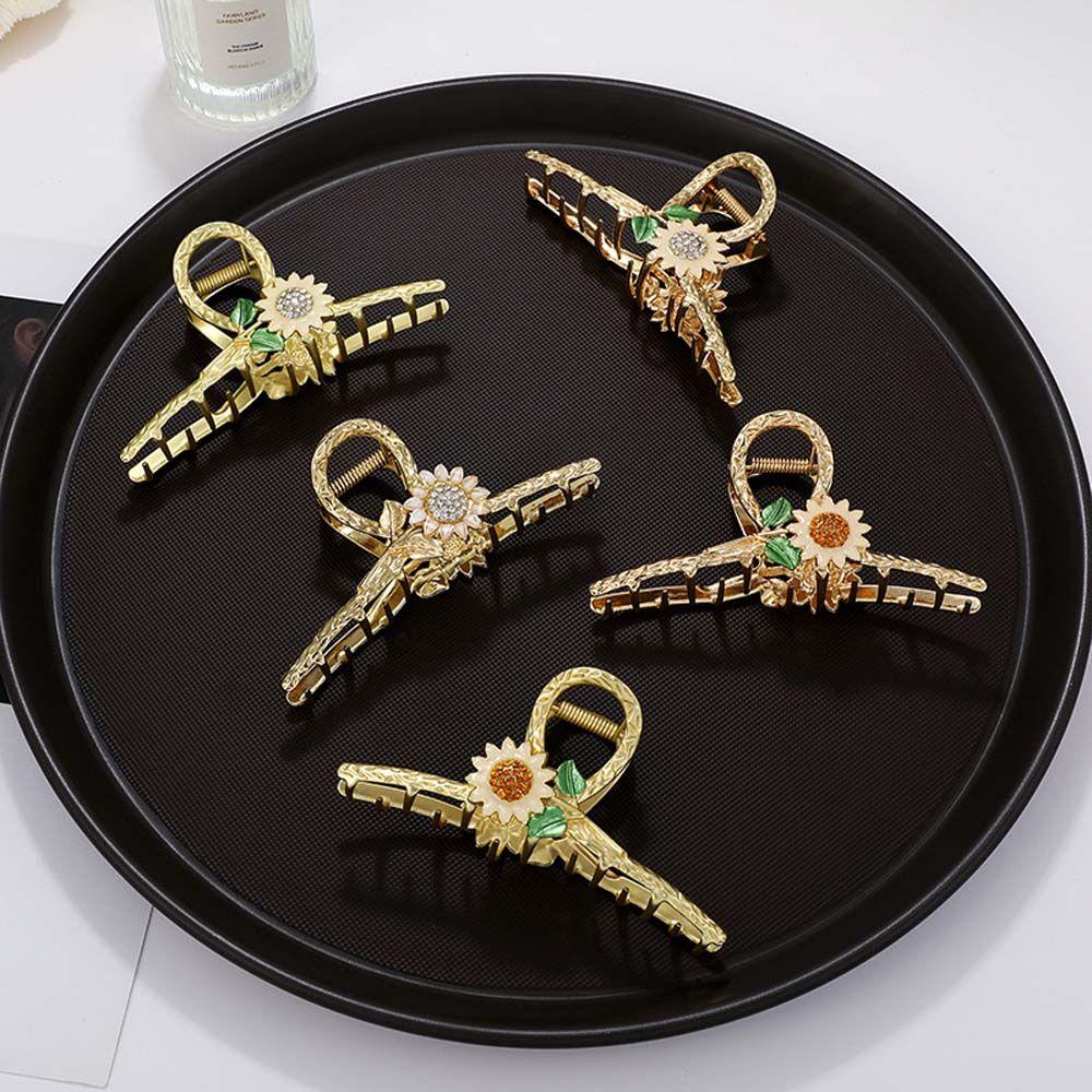 

Головной убор Sun Flower Diamond со стразами, заколки-цветы, металлические когти для волос, корейский стиль, зажим в виде акулы