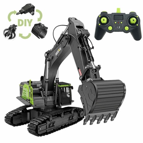 Yitong Radio-Controlled Excavator, September 2020 Model, Alloy Edition, RC Excavator, 2.4GHz Wireless, 22-Channel Power Shovel, Swivel, with LED Light