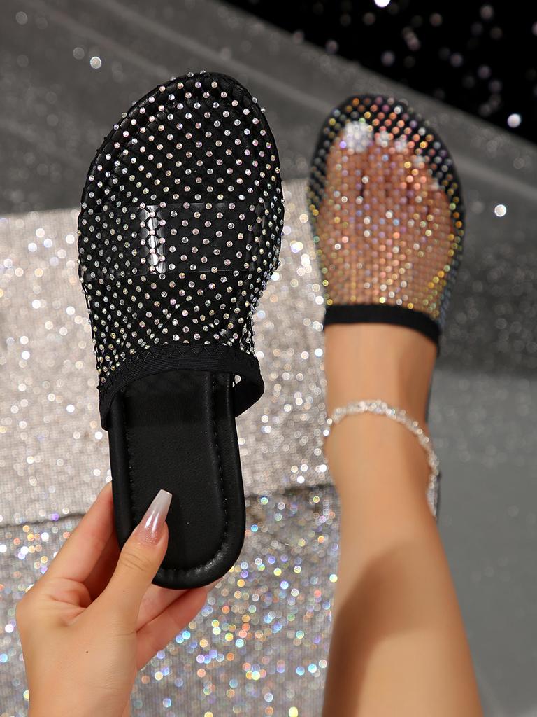 Women Slippers 2026 Summer New Women Round Head Sandals Hot Water Diamond Flats Home Slippers Slides Women Zapatos De Mujer