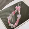 Cute Heart Beaded Bracelet Acrylic Colorful Bowknot Flower Butterfly Sweet Pearl Mobile Phone Shell Accessories Anti-Lost Chain