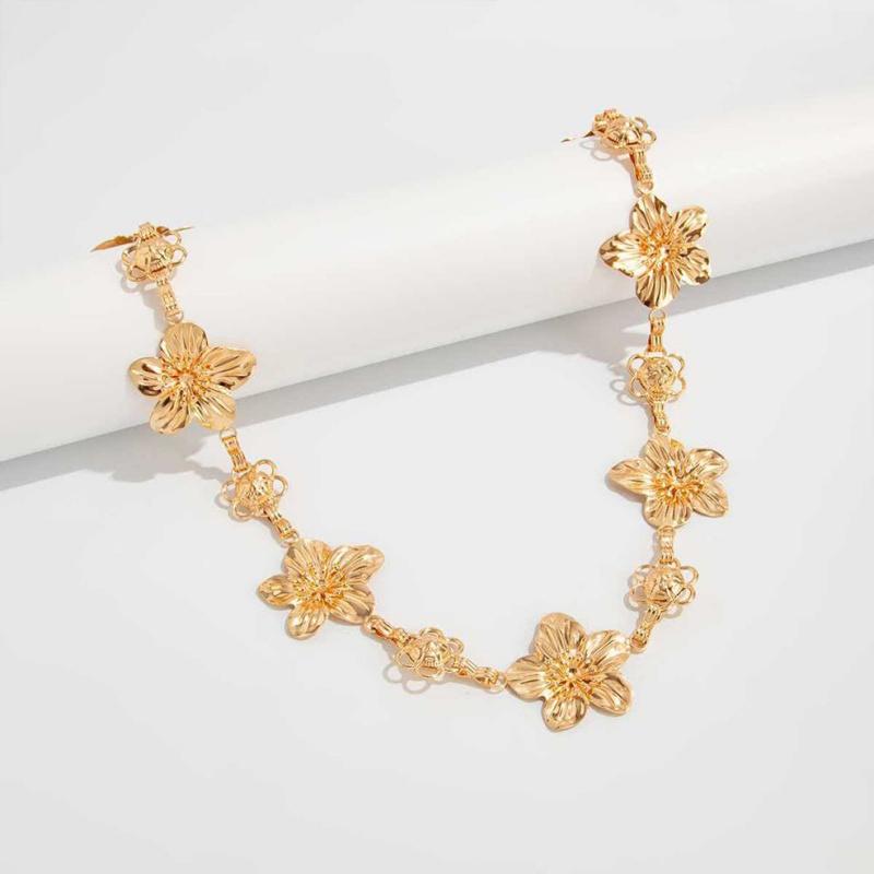 Versatile Ethnic Style Metal Bohemian Flower Waist Chain Belt For Women Fashion Sweater Chain Waist Seal Body Decor Accessories
