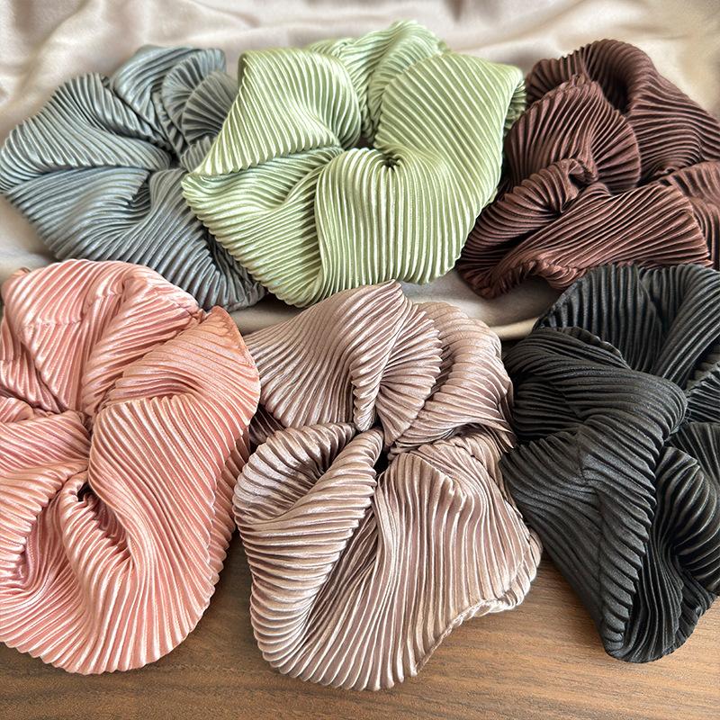 Seidig Cremig Glänzend Große Haargummis Vintage Sanft Einfarbig Haarband Stirnband für Frauen Mädchen Elegant Elastisches Haarband