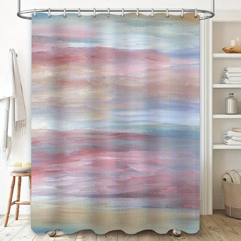 Modern Bathroom Decor Shower Curtain Abstract Watercolor Design for Home Use.