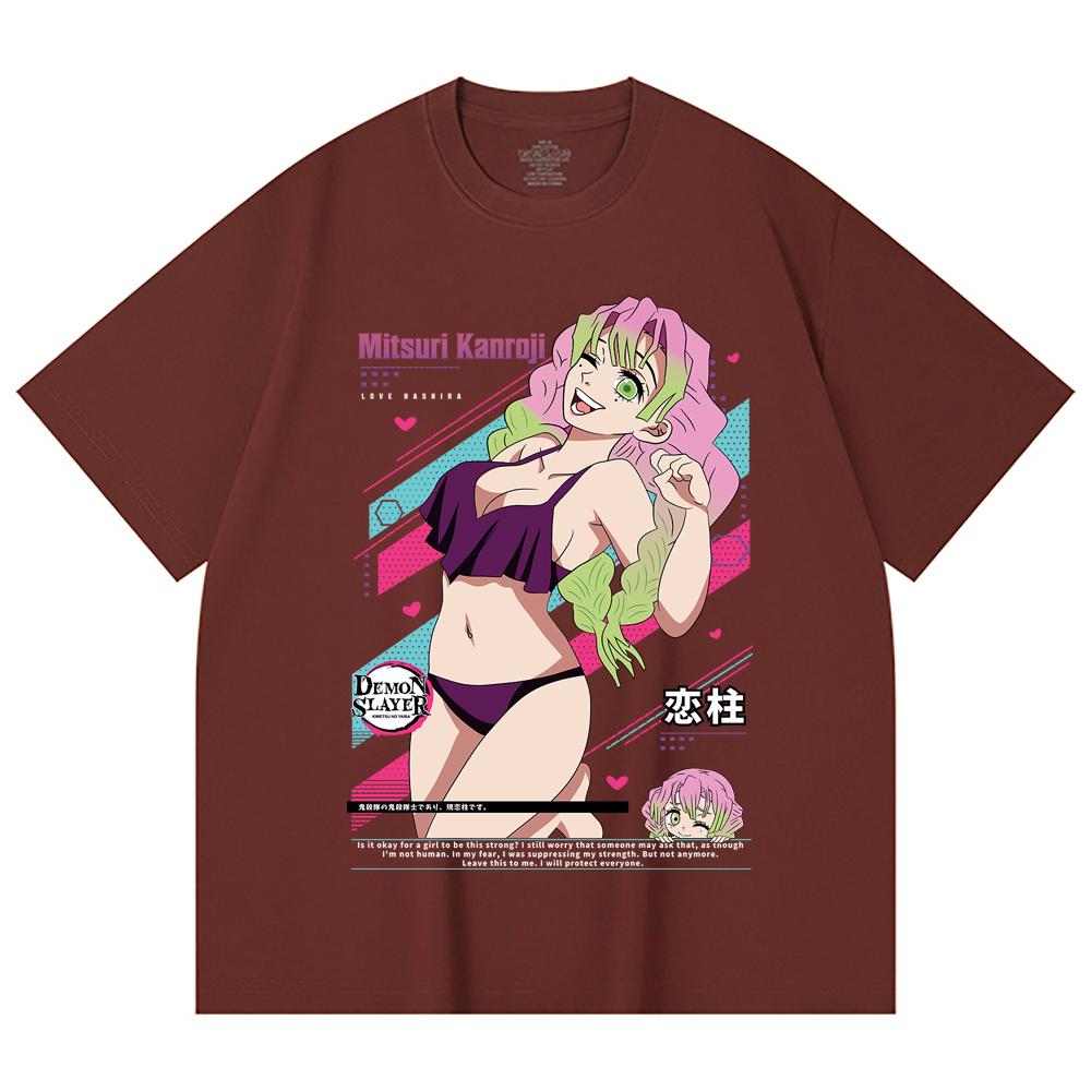 230 Gsm 100% Cotton Demon Slayer V52 Mitsuri Waifu Print Unisex Heavy Cotton T Shirt