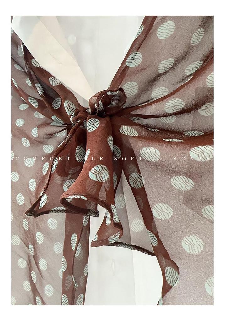 Smart Polka Dot Silk Scarf: Luxury Georgette Mulberry Shawl for Women - Spring/Summer Multifunctional Accessory