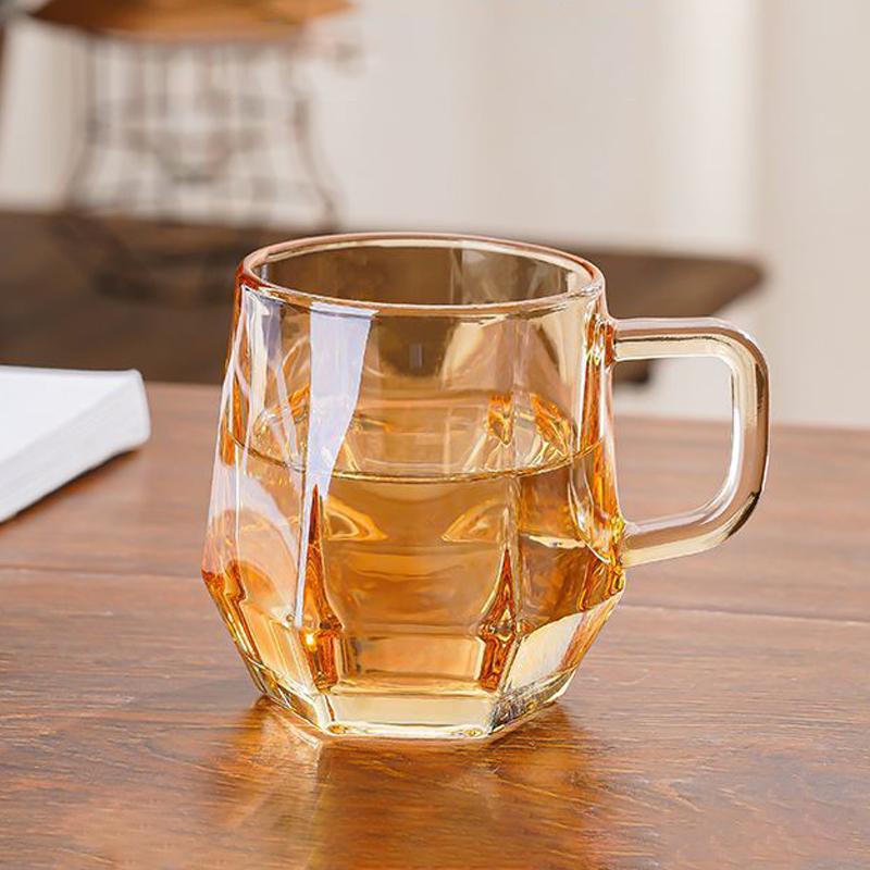 1Pcs 280ml Solid Color Household High Beauty Glass Cup With Handle Set Living Room Hospitality Tea Mug Outdoor Tableware