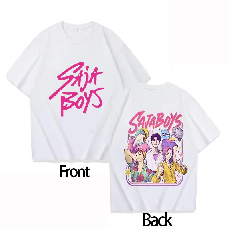 2025 Saja Boys Cotton Round Neck Boy GirlsTshirt KPOP Demon Hunter Mens Shortsleeved Comfortable Adult Top Parentchild