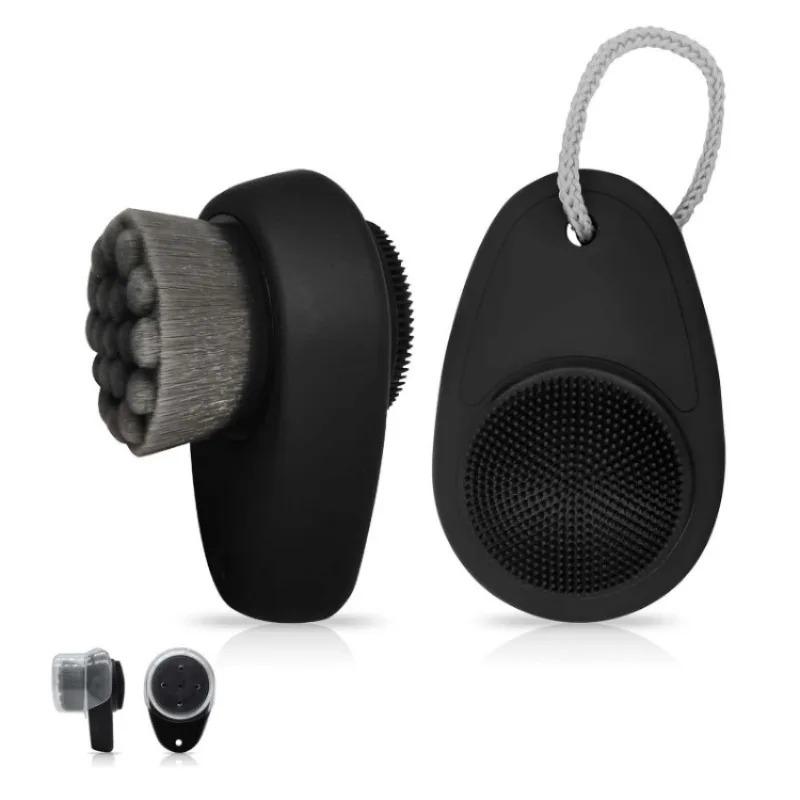 Double Sided Facial Cleansing Brush with Soft Nylon Bristles and Silicone Head for Exfoliation Massage and Gentle Skin Care Tool