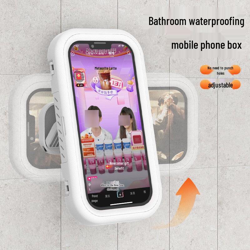 Rotatable Waterproof Anti-Fog Phone Holder for Bathroom & Kitchen Wall Mount