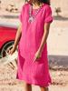 Casual Short Sleeve Dress With Spliced Polyester Fabric For Women Spring 2022
