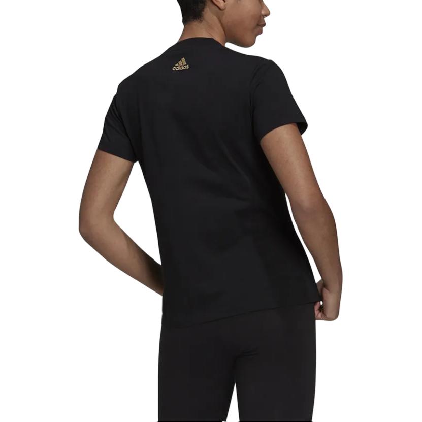 Adidas Breathable Casual Printed Logo Sports Short Sleeve T-Shirt Women Tops Black HB7127