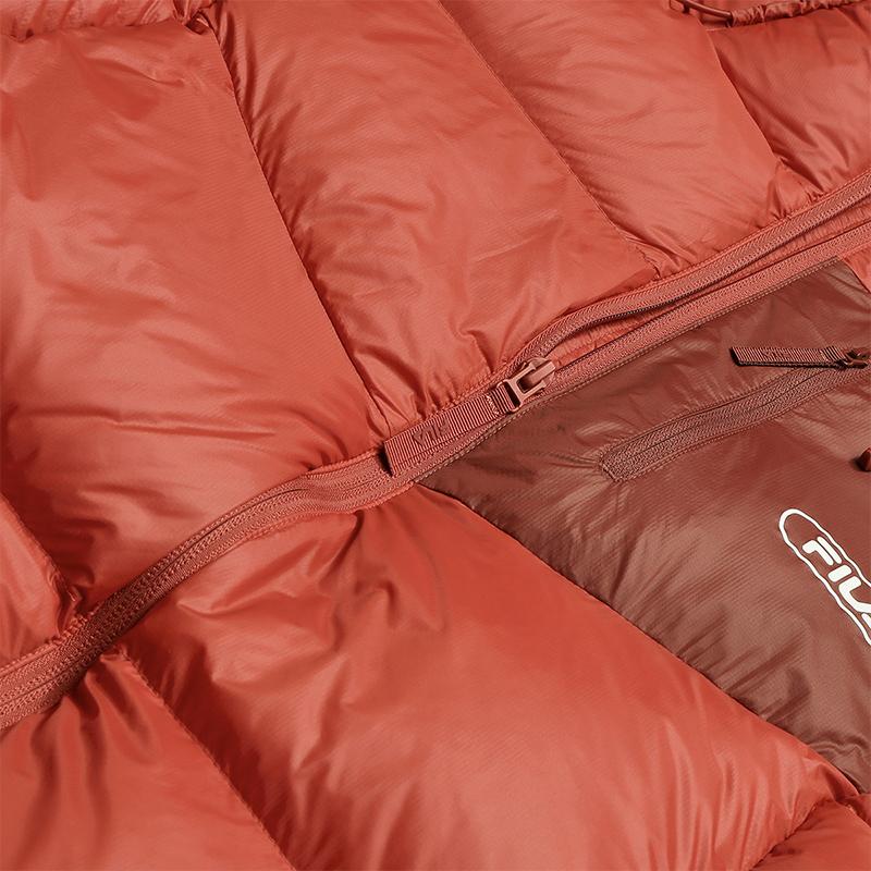 FILA Original Fashionable Personality Bright Duck Down Lightweight Warm Loose Hooded Down Jacket Men Outerwear Water-Red F11M549901FRD