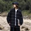 Autumn and Winter Japanese Department College Contrasting Color Plaid Shirt for Men and Women Couples BF Neutral Woolen Jacket Lapel Loose and Casual