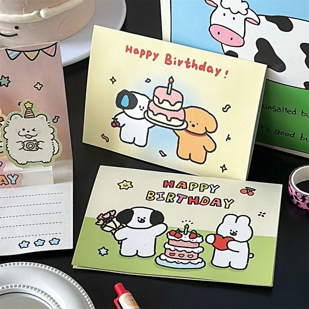 Cute Dog Birthday Card 3D Greeting Card Postcard Puppy Gift Card Blessing Message