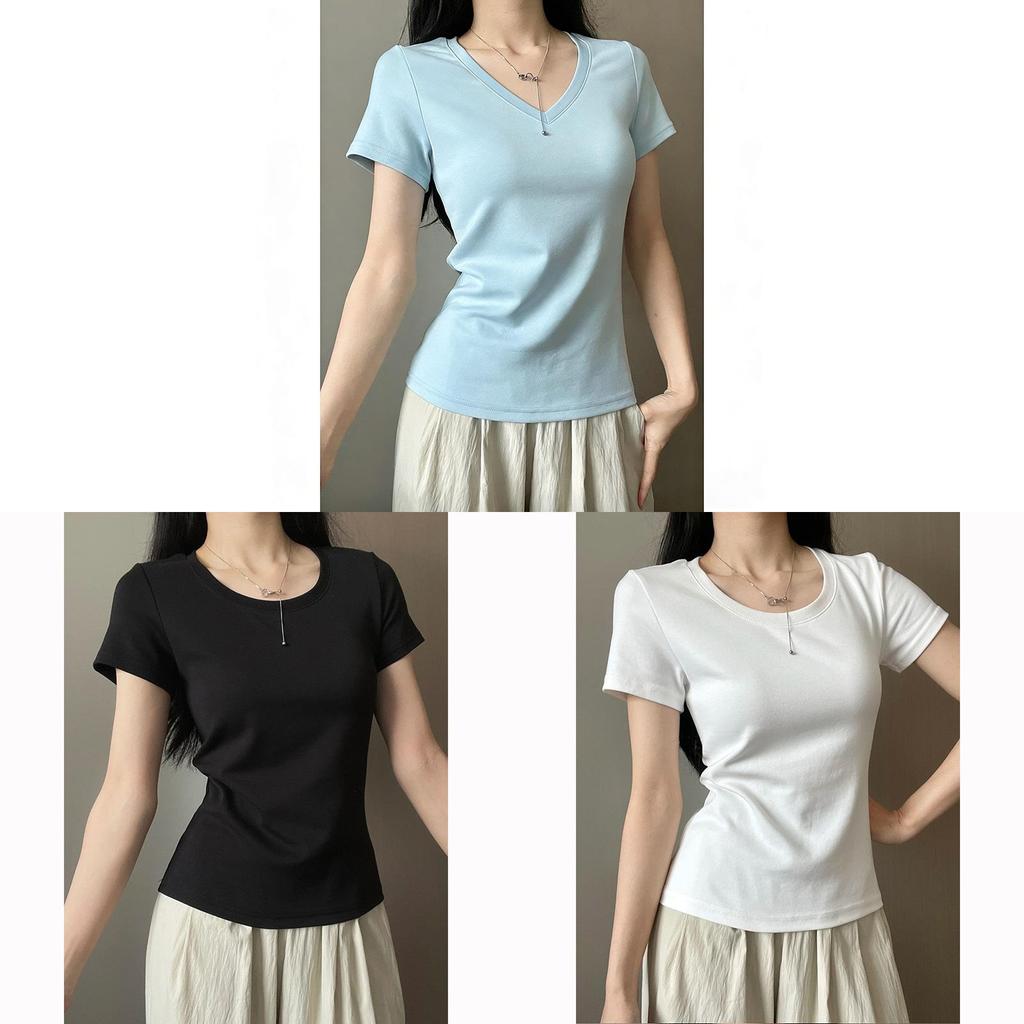 Summer New Slim Fit U Neck T Shirt For Women Casual Daily Wear With Soft Rayon Fabric