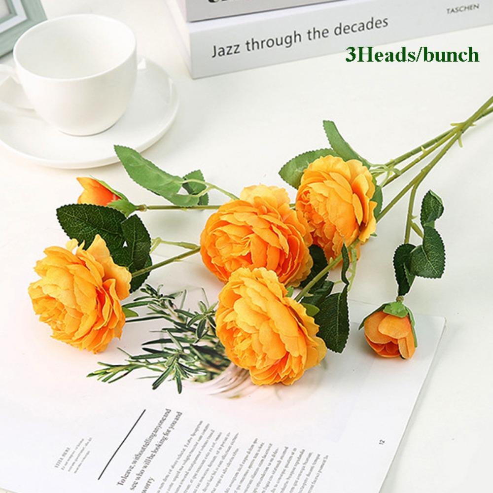 European 3heads Peony Multicolors 48*8cm/65cm Bridal Bouquet Flowers PINK Fake Peony Flower Wedding Table Decoration