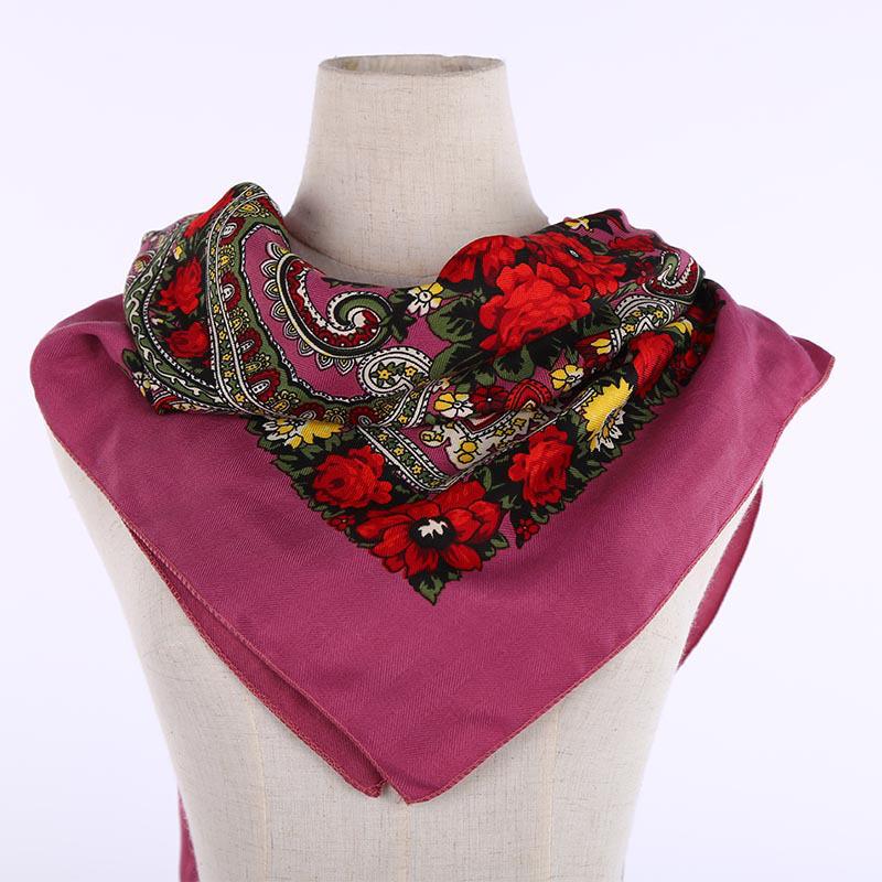 A041 Ethnic Printed Square Scarf - Winter/Autumn Headscarf Gauze