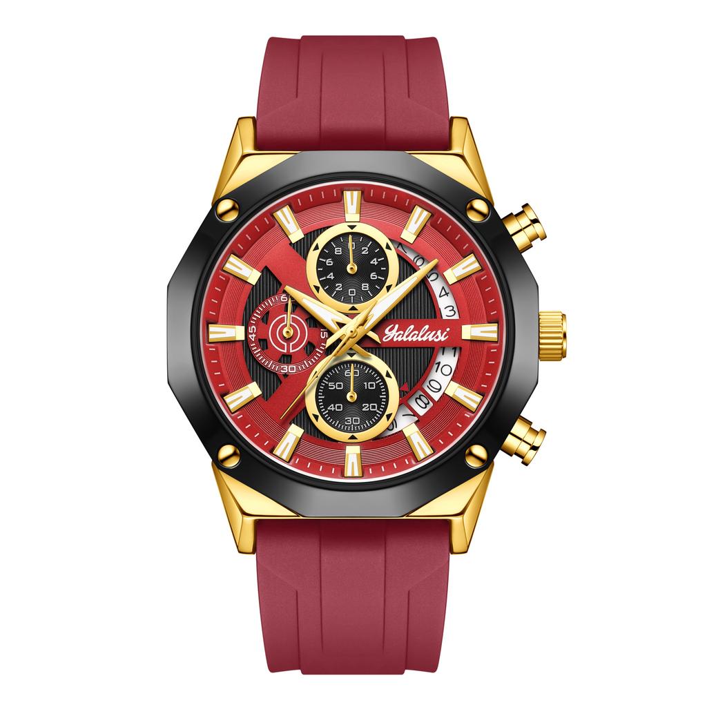 Multifunctional Quartz Men'S Watch Chronograph Silicone Strap Watch 913