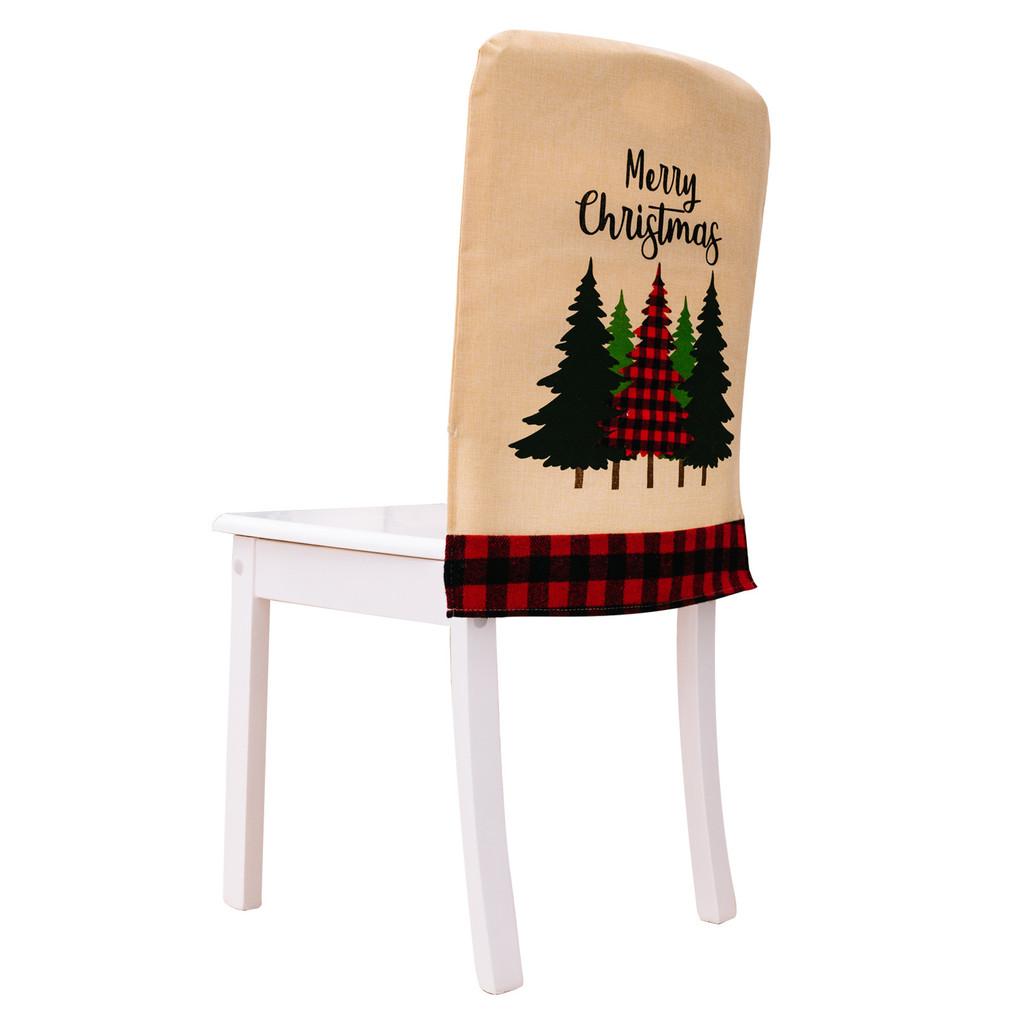 Merry Stylish Christmas Chair Cover With Rustic Burlap And Plaid Design Celebrations For