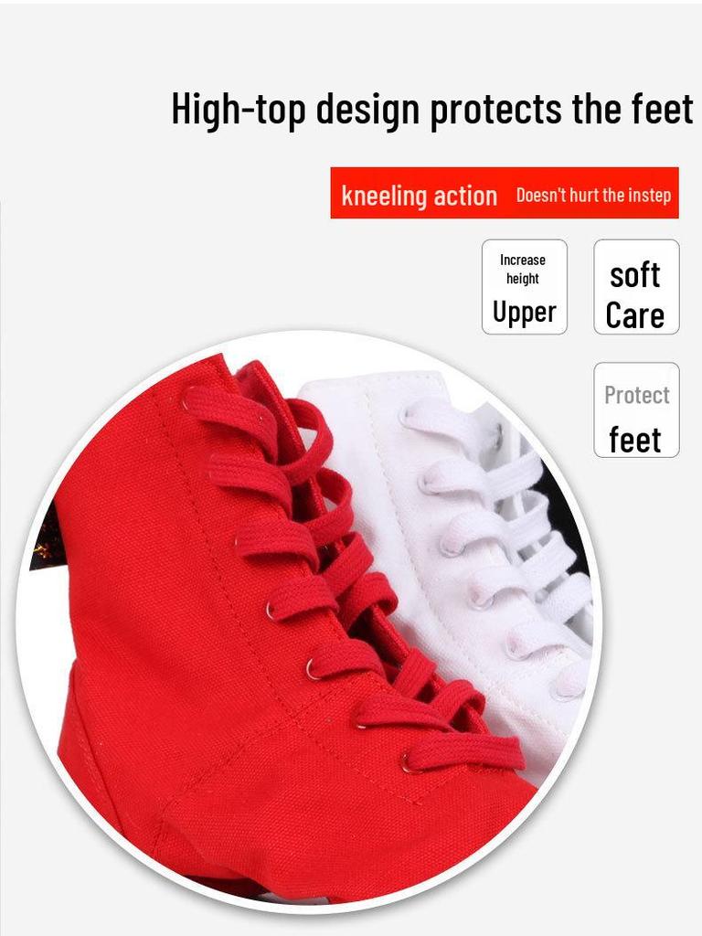 Czarne płócienne buty baletowe i jazzowe z wysoką cholewką i miękką podeszwą dla mężczyzn i kobiet