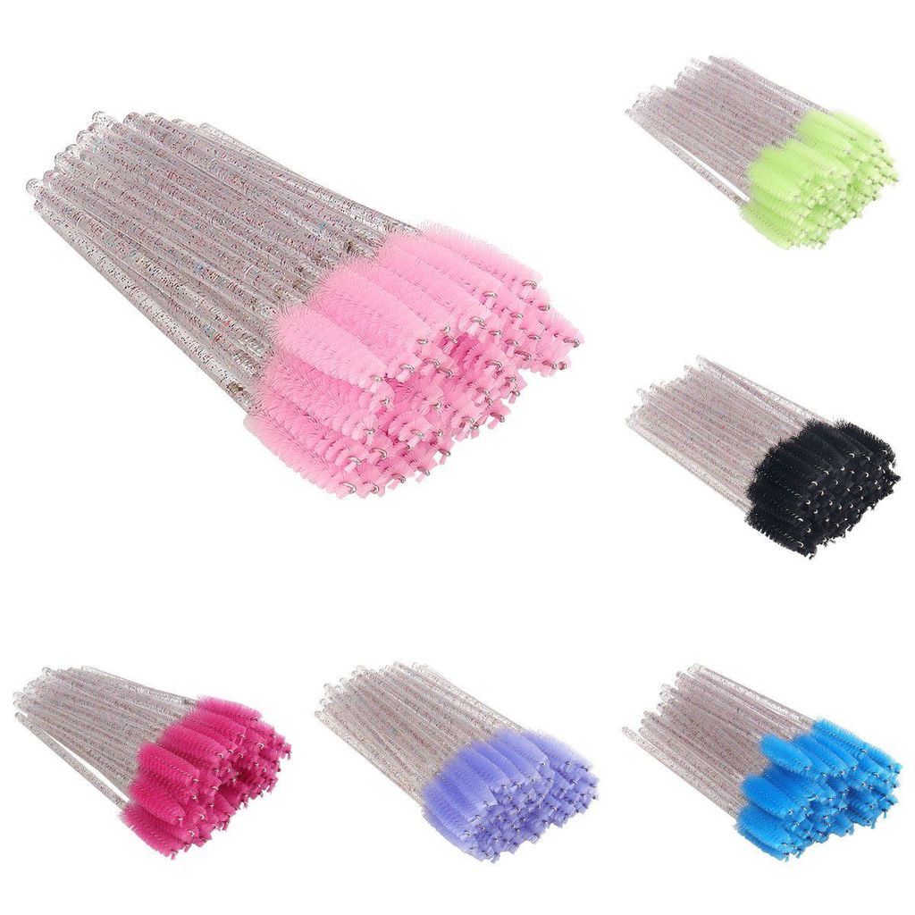 Disposable Eyelash Eye Brush With Elegant Crystal Diamond Handle And Spiral Design For Precise Makeup Application