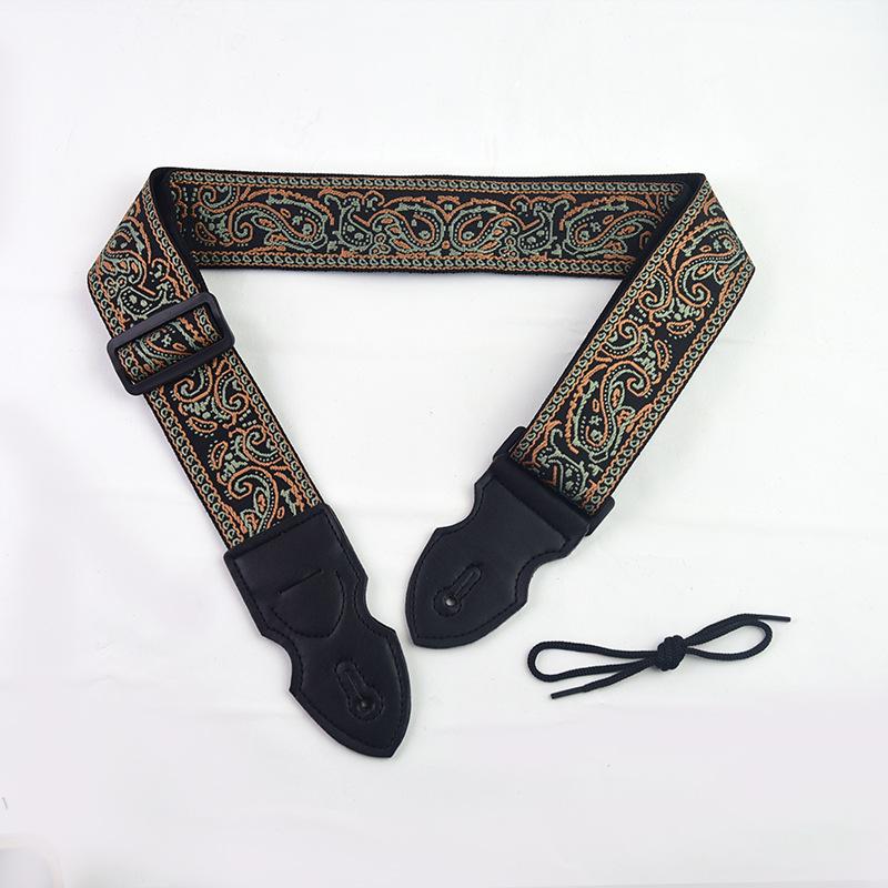 Adjustable Guitar Strap Embroidered Print Ethnic Style Guitar Strap for Folk Electric Guitar Bass Ukulele Guitar Accessories