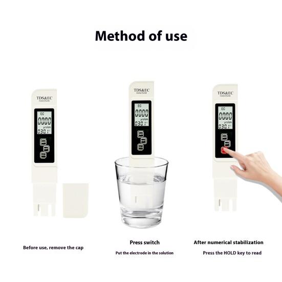 4-in-1 TDS Water Quality Test Pen Digital Display High Precise Portable Battery Powered Multi-Function Digital Water Purity Tester