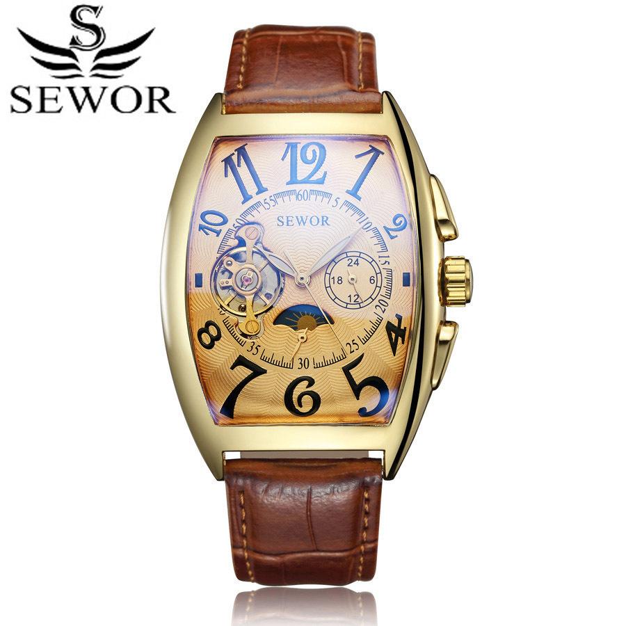 Fashion Accessorie Men's Black Sewor Watch Automatic Machine Hollow Mechanical Watch Casual Tourbillon Mechanical Watch