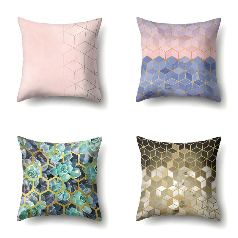 Ins Marble Polyester Pillowcase Car Decoration Home Printed Car Waist Cushion Pillowcase Pillowcase Car Decoration