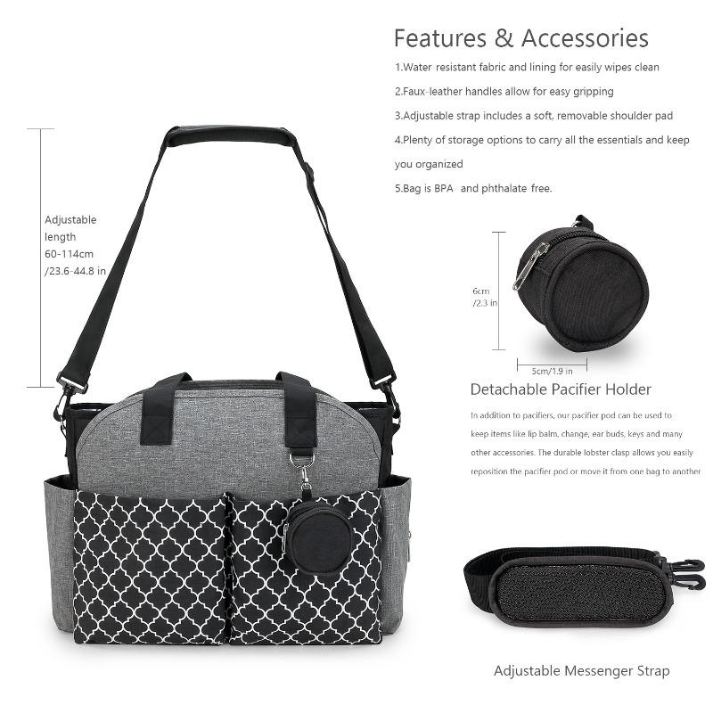 New Handbag/Shoulder Diaper Bag with Pacifier Pouch for Maternity and Baby Travel & Outdoor Use