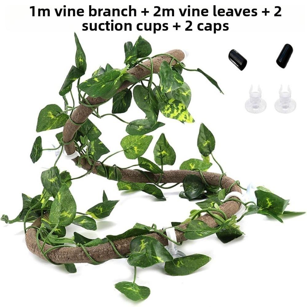 Rattan Reptile Vines Set Climbing Parts Easy To Install Reptile Habitat with Suction Cups Lizard Terrarium Decor Pet Supplies