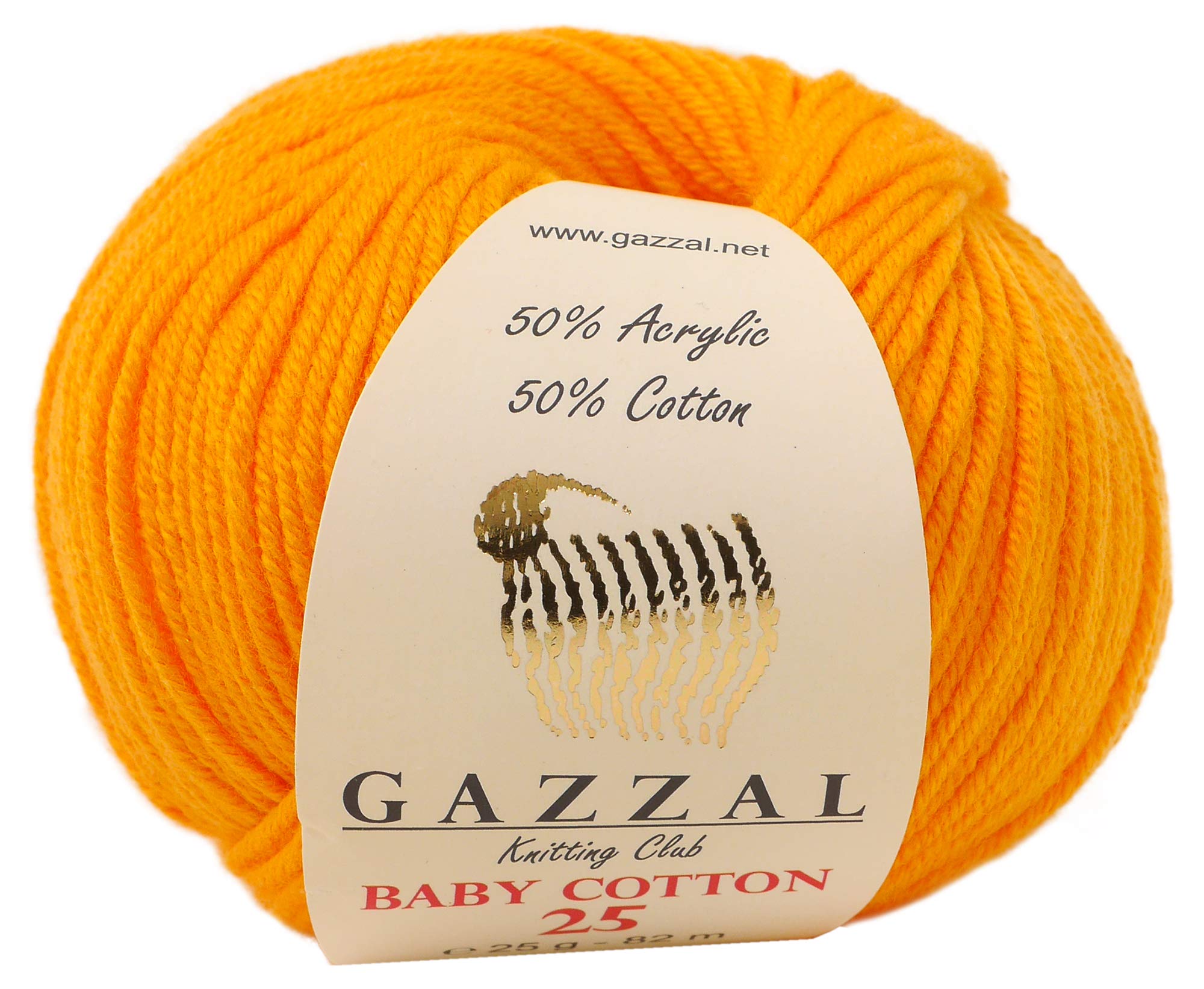 

NASKA Ghazal Детский хлопок 25 Набор из 10 мотков пряжи, Средне-тонкая, Кол. 3416, Оранжевый, 25 г, Прибл.. 82м,