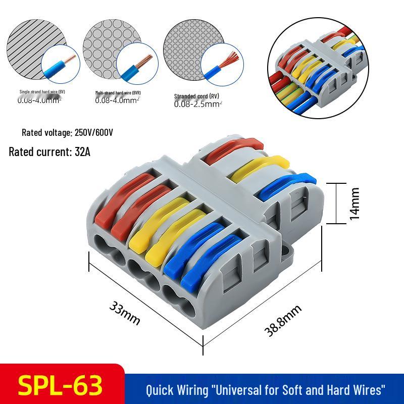 Quick Connector SPL-42/62, 2 In 2 Out Wire Terminal for Downlight and Household Solid