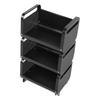 Kitchen Storage Shelf Multiple Layers Stainless Steel Multifunctional Mobile Shelving Unit Cart Black Color 3 Layers