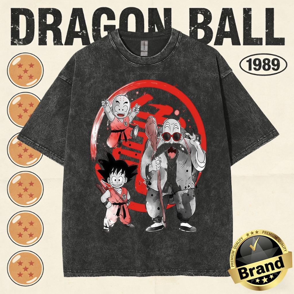 Dragon Ball Heavyweight TShirt Men Cotton Vintage Washed Print Retro Streetwear Family Matching Tops Summer Tees
