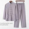 Men’s Retro Chinese Tang Suit: Long-Sleeved Cotton & Linen Tai Chi Attire for Middle-Aged and Elderly.
