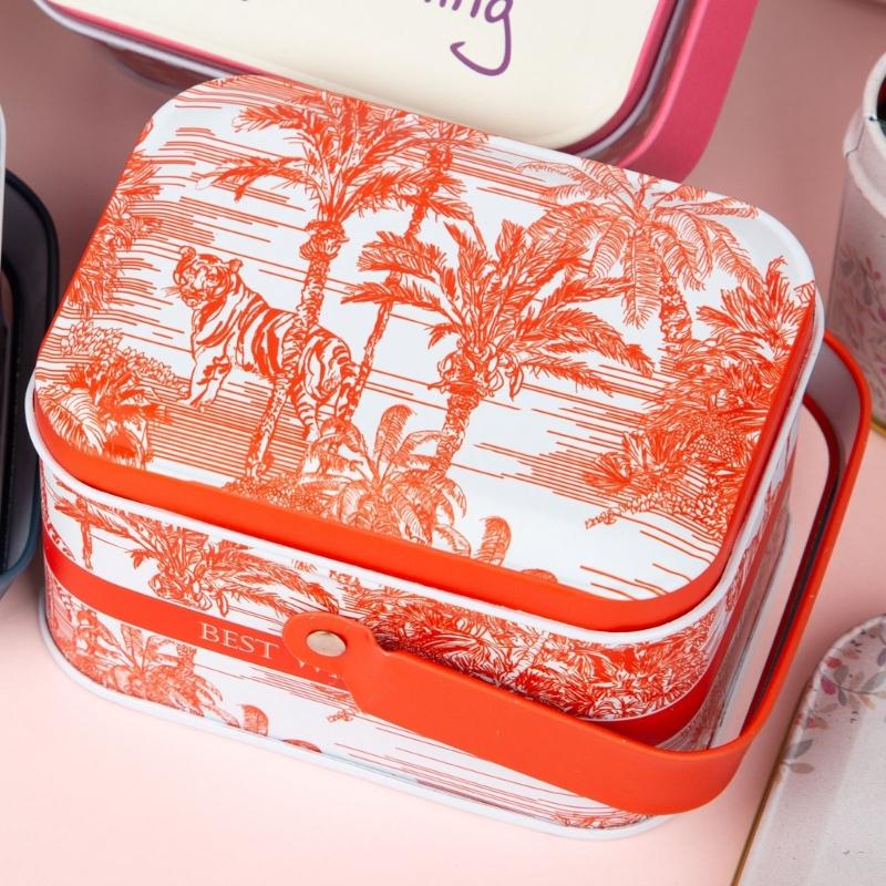 Vintage Small Suitcase Storage Tin Candy Box Gift Box Earphones Box Biscuits Organizer Portable Sundries Organizer Can