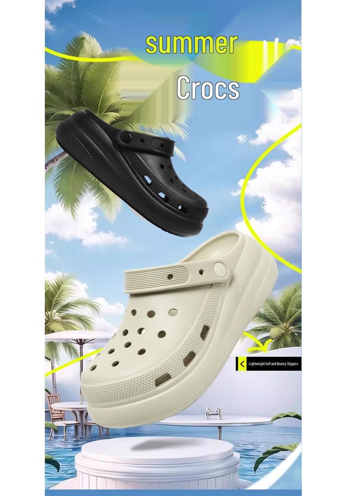 Women's Thick-Soled Perforated Outdoor Shoes: Hook Heel & Closed Toe, Two-Way Wear, Soft EVA Garden Sandals