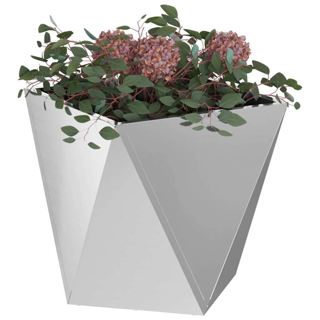 Plant Pot Silver 40 X 40 X 40 Cm Galvanized Steel