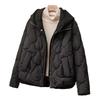 Fake two-piece knitted hooded down cotton-padded women's clothing winter new short loose thickened bread jacket jacket