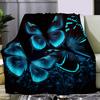 Modern Space Themed Glow Butterfly Print Fleece Blanket - Soft, Warm, Versatile for Sofa,, Car, Office, Camping, and Travel - Pe