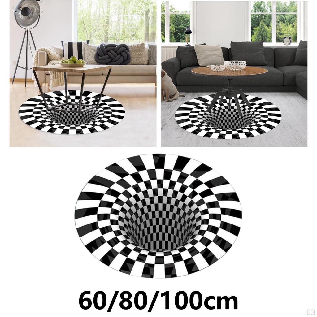 3D Rug Visual Illusion Anti-Skid Area Dining Room Mat Dia 60cm