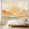 Boho Sun Mountain Tapestry, Vintage Minimalist Sunset Geometric Bohemian Abstract Art Tapestries for Bedroom Living Room