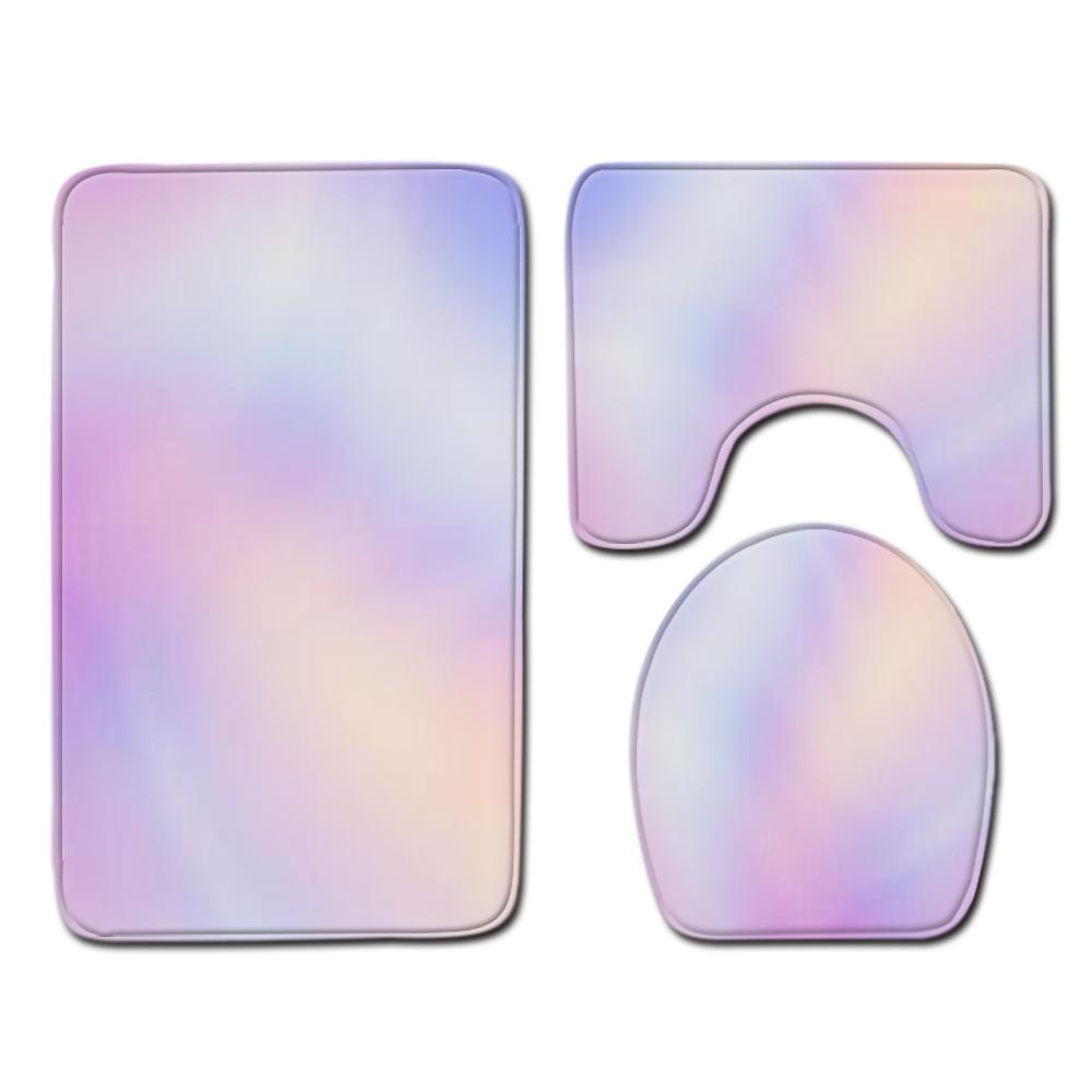 Colorful Gradual Change Toilet Floor Mat Three-Piece Bathroom 3-Piece Carpet Door Mat